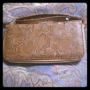 NWOT Camel colored textured wallet wristlet